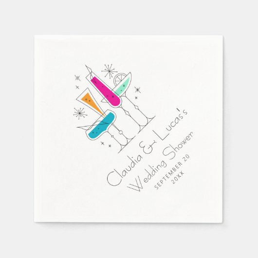 Retro Bruisende Champagne Bruidsdouche Servet (Voorkant)