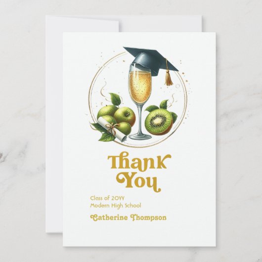 Retro Brunch Afstuderen Foto Bedankkaart (Voorkant)