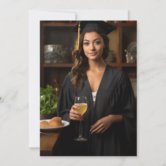 Retro Brunch Afstuderen Foto Bedankkaart (Achterkant)