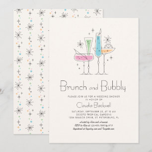 Retro Brunch Bubbly Champagne Vrijgezellenfeest Kaart