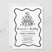 Retro Brunch en Bubbly Bridal Shower uitnodiging (Voorkant)