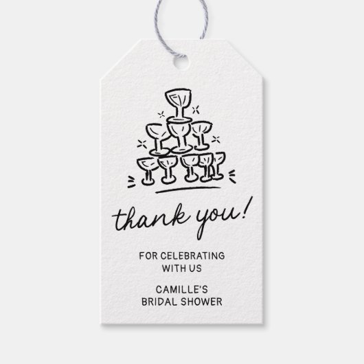 Retro Brunch en Bubbly Dank u Labels Cadeaulabel (Voorkant)