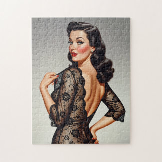 Retro Brunette Pin-up Girl 50's Glamour Style Legpuzzel