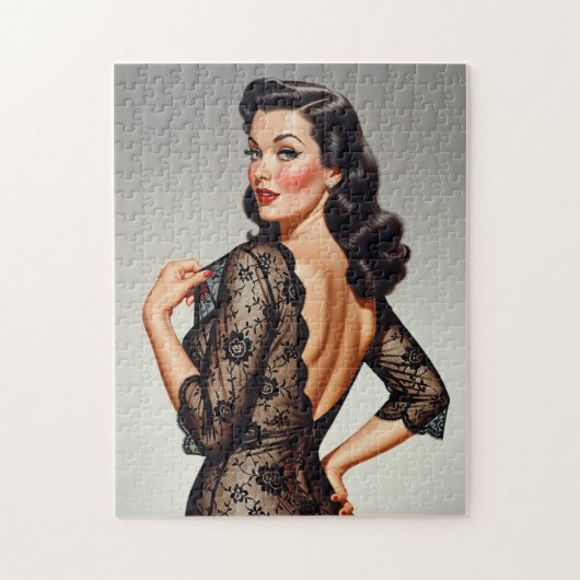 Retro Brunette Pin-up Girl 50's Glamour Style Legpuzzel (Verticaal)