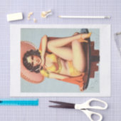  Retro Brunette Pin Up Girl Tissuepapier (Craft)