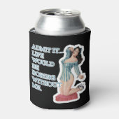 Retro Brunette Pin-up in PJ's Blikjeskoeler (Blikje Voorkant)