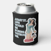 Retro Brunette Pin-up in PJ's Blikjeskoeler (Blikje Achterkant)