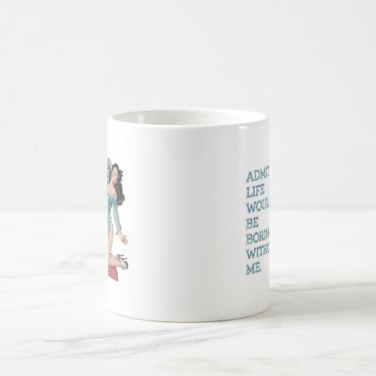 Retro  Brunette Pin-up in PJ's Koffiemok (Center)