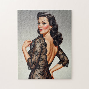 Retro brunette pin-up meisje 50's glamour stijl legpuzzel