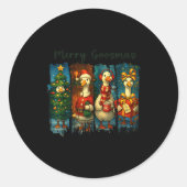 Retro Brushstroke Goose Christmas Merry Goosmas Xm Ronde Sticker (Voorkant)