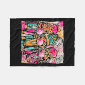 Retro Brushstroke Nutcracker Blowing Bubble Gum Ch Fleece Deken (Voorkant (Horizontaal))