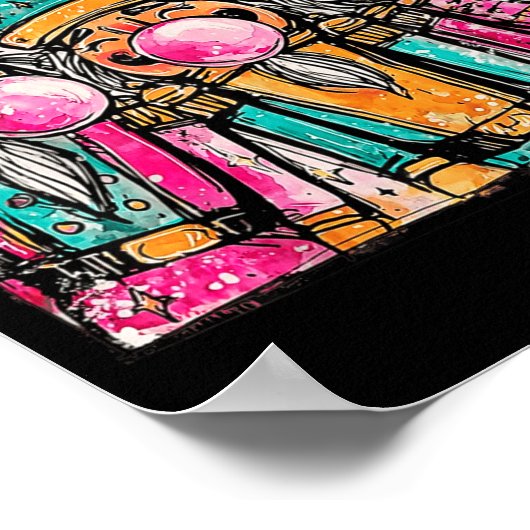 Retro Brushstroke Nutcracker Blowing Bubble Gum Ch Poster (Hoek)