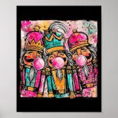 Retro Brushstroke Nutcracker Blowing Bubble Gum Ch Poster (Voorkant)