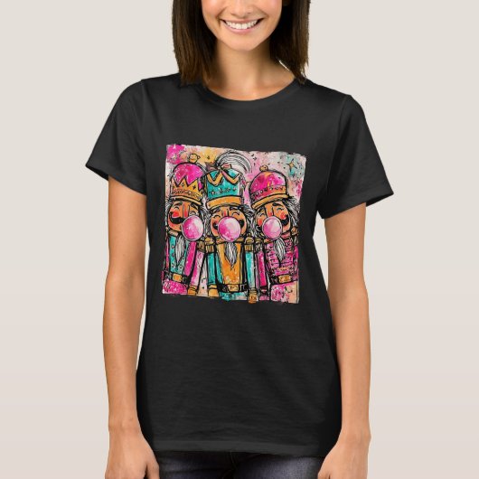 Retro Brushstroke Nutcracker Blowing Bubble Gum Ch T-shirt (Voorkant)