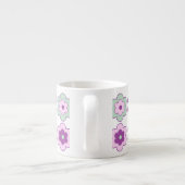 Retro Bubbel Bloemen (Paars en Groen) Patroon Espresso Kop (Achterkant)