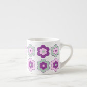 Retro Bubbel Bloemen (Paars en Groen) Patroon Espresso Kop (Rechts)