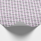 Retro Bubbel Bloemen (Roze en Grijs) Patroon Cadeaupapier (Hoek)
