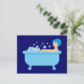 Retro Bubble Bath Girl Briefkaart (Staand voorkant)