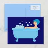 Retro Bubble Bath Girl Briefkaart (Voorkant / Achterkant)