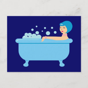 Retro Bubble Bath Girl Briefkaart