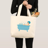 Retro Bubble Bath Girl Grote Tote Bag (Voorkant (product))