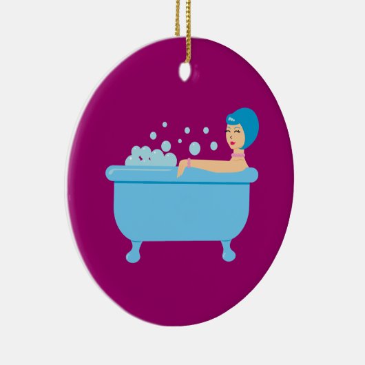 Retro Bubble Bath Girl Keramisch Ornament (Rechts)