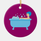 Retro Bubble Bath Girl Keramisch Ornament (Voorkant)