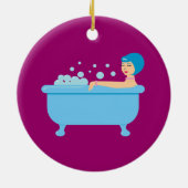 Retro Bubble Bath Girl Keramisch Ornament (Achterkant)