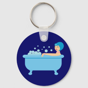 Retro Bubble Bath Girl Sleutelhanger
