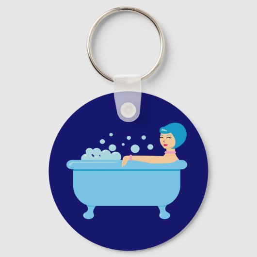 Retro Bubble Bath Girl Sleutelhanger (Voorkant)