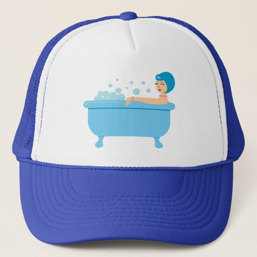 Retro Bubble Bath Girl Trucker Pet (Voorkant)