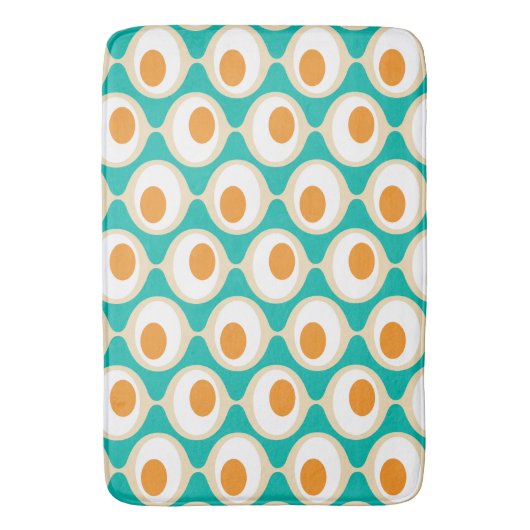 Retro Bubble Chain Pattern in Blauwgroen, Sinaasap Badmat (Voorkant Verticaal)