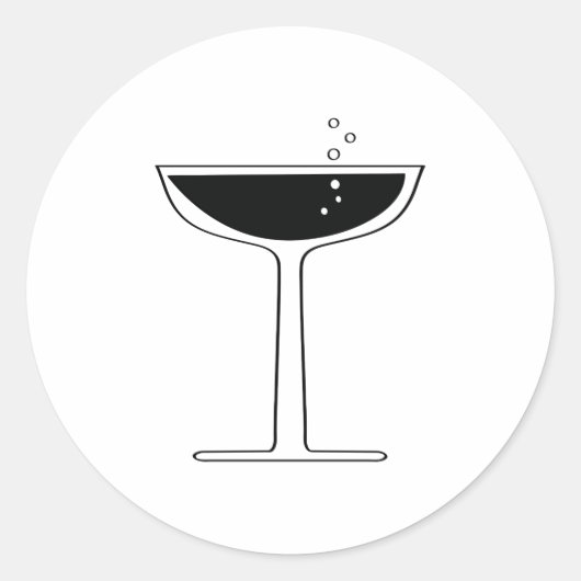 Retro Bubble Champagne Coupe Glas Cocktail Ronde Sticker (Voorkant)