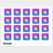 Retro bubble color comic vierkante sticker (Vel)