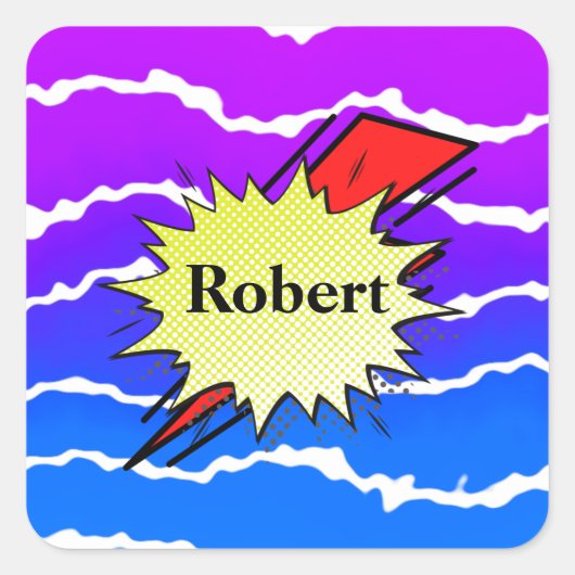 Retro bubble color comic vierkante sticker (Voorkant)
