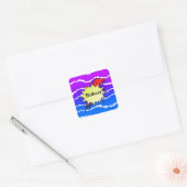 Retro bubble color comic vierkante sticker (Envelop)