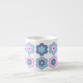 Retro Bubble Flowers (Pink and Blue) Pattern Espresso Kop (Voorkant)