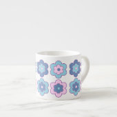 Retro Bubble Flowers (Pink and Blue) Pattern Espresso Kop (Voorkant rechts)