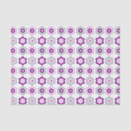 Retro Bubble Flowers (purple and green) Pattern Tissuepapier (Voorkant)
