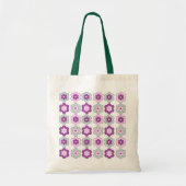 Retro Bubble Flowers (Purple and Green) Pattern Tote Bag (Voorkant)