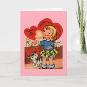 Retro Bubble Gum Valentijnsdag Card Feestdagen Kaart