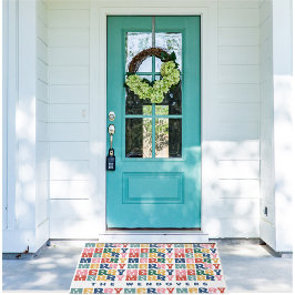 Retro Bubble Letter Aangepaste Kerstmis Deurmat