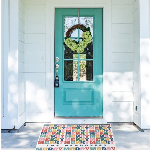 Retro Bubble Letter Aangepaste Kerstmis Deurmat