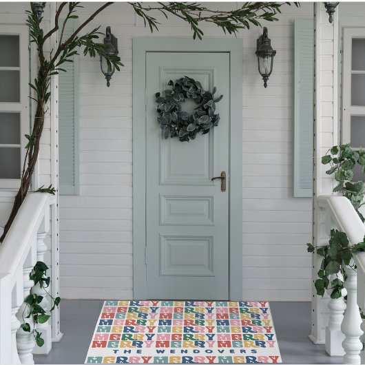 Retro Bubble Letter Aangepaste Kerstmis Deurmat