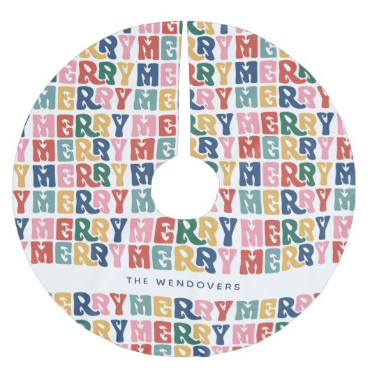 Retro Bubble Letter Aangepaste Kerstmis Kerstboom Rok (Voorkant)