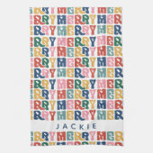 Retro Bubble Letter Aangepaste Kerstmis Theedoek (Verticaal)