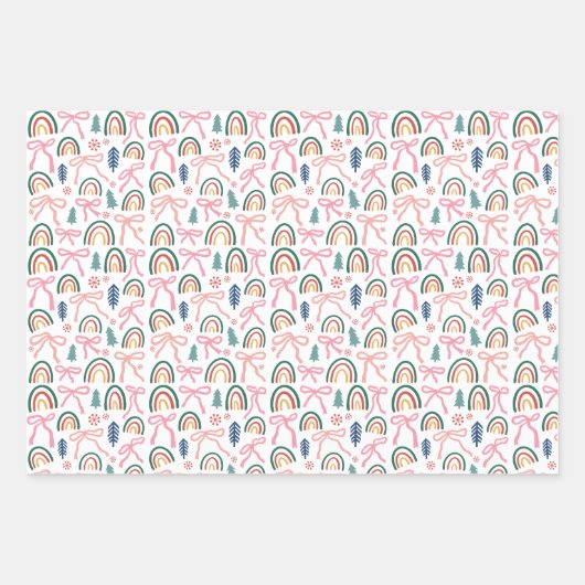 Retro Bubble Letter en Bogen Kinder Kerst Inpakpapier Vel (Voorkant 2)