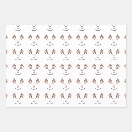 Retro Bubble Letter Rendier Kerstmis Custom Inpakpapier Vel (Voorkant 2)