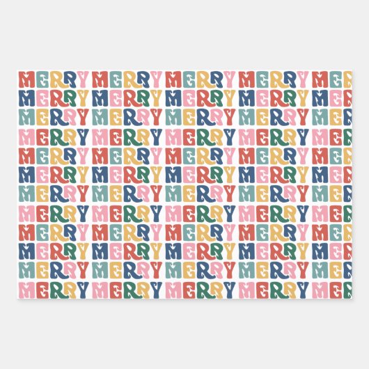 Retro Bubble Letter Rendier Kerstmis Custom Inpakpapier Vel (Voorkant)