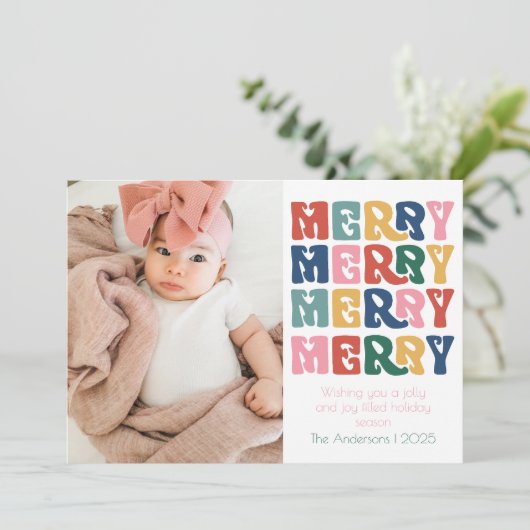 Retro Bubble Letters Vrolijk Feestdagenkaart (Staand voorkant)